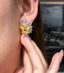 14K GOLD 3.44 CTW NATURAL YELLOW DIAMOND & DIAMOND EARRINGS