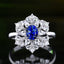 14K GOLD 0.98 CT NATURAL SAPPHIRE & SAPPHIRE RING