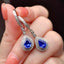 14K GOLD 2.26 CTW NATURAL SAPPHIRE & DIAMOND EARRINGS