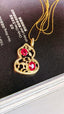 14K GOLD 1.17 CTW VIVID RED NATURAL RUBY & DIAMOND PENDANT