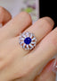 14K GOLD 1.82 CTW VIVID BLUE NATURAL SAPPHIRE & DIAMOND RING