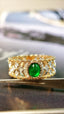 14K GOLD 0.39 CTW VIVID GREEN NATURAL EMERALD & DIAMOND RING