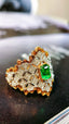 14K GOLD 0.72 CTW VIVID GREEN NATURAL EMERALD & DIAMOND RING