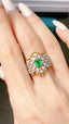 14K GOLD 0.72 CTW VIVID GREEN NATURAL EMERALD & DIAMOND RING