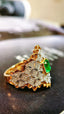 14K GOLD 0.72 CTW VIVID GREEN NATURAL EMERALD & DIAMOND RING