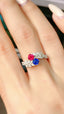 14K GOLD 0.96 CTW NATURAL RUBY & SAPPHIRE & DIAMOND RING