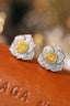 14K GOLD 0.66 CT NATURAL YELLOW DIAMOND & DIAMOND EARRINGS