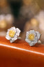 14K GOLD 0.66 CT NATURAL YELLOW DIAMOND & DIAMOND EARRINGS