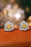 14K GOLD 0.66 CT NATURAL YELLOW DIAMOND & DIAMOND EARRINGS