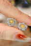 14K GOLD 0.66 CT NATURAL YELLOW DIAMOND & DIAMOND EARRINGS