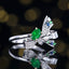 14K GOLD 0.6 CTW VIVID GREEN NATURAL EMERALD & DIAMOND RING