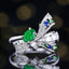 14K GOLD 0.6 CTW VIVID GREEN NATURAL EMERALD & DIAMOND RING