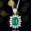 14K GOLD 1.76 CTW VIVID GREEN NATURAL EMERALD & DIAMOND PENDANT