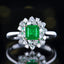 14K GOLD 1.34 CTW VIVID GREEN NATURAL EMERALD & DIAMOND RING