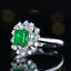 14K GOLD 1.34 CTW VIVID GREEN NATURAL EMERALD & DIAMOND RING