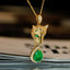 14K GOLD 1.67 CTW VIVID GREEN NATURAL EMERALD & DIAMOND NECKLACE