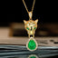 14K GOLD 1.67 CTW VIVID GREEN NATURAL EMERALD & DIAMOND NECKLACE