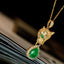 14K GOLD 1.67 CTW VIVID GREEN NATURAL EMERALD & DIAMOND NECKLACE