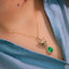 14K GOLD 1.67 CTW VIVID GREEN NATURAL EMERALD & DIAMOND NECKLACE