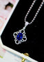 14K GOLD 2.38 CTW VIVID BLUE NATURAL SAPPHIRE & DIAMOND PENDANT