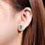 14K GOLD 1.96 CTW VIVID GREEN NATURAL EMERALD & SAPPHIRE EARRINGS