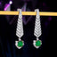 14K GOLD 3.17 CTW VIVID GREEN NATURAL EMERALD & DIAMOND EARRINGS