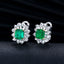 14K GOLD 3.93 CTW VIVID GREEN NATURAL EMERALD & DIAMOND EARRINGS