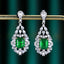 14K GOLD 4.46 CTW VIVID GREEN NATURAL EMERALD & DIAMOND EARRINGS