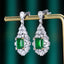 14K GOLD 4.46 CTW VIVID GREEN NATURAL EMERALD & DIAMOND EARRINGS