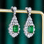 14K GOLD 4.46 CTW VIVID GREEN NATURAL EMERALD & DIAMOND EARRINGS