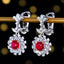 14K GOLD 2.09 CTW NATURAL RUBY & DIAMOND EARRINGS