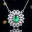 14K GOLD 0.49 CT VIVID GREEN NATURAL EMERALD & DIAMOND NECKLACE