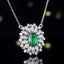 14K GOLD 0.49 CT VIVID GREEN NATURAL EMERALD & DIAMOND NECKLACE