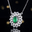 14K GOLD 0.49 CT VIVID GREEN NATURAL EMERALD & DIAMOND NECKLACE