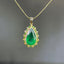 14K GOLD 3.12 CTW NATURAL EMERALD & DIAMOND PENDANT( WITHOUT CHAIN )