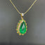 14K GOLD 3.12 CTW NATURAL EMERALD & DIAMOND PENDANT( WITHOUT CHAIN )