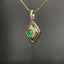 14K GOLD 0.38 CTW NATURAL EMERALD & DIAMOND PENDANT( WITHOUT CHAIN )