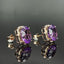 14K GOLD 9.17 CTW NATURAL AMETHYST & DIAMOND EARRINGS