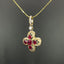 14K GOLD 0.43 CTW NATURAL RUBY & DIAMOND PENDANT( WITHOUT CHAIN )
