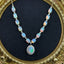 14K GOLD 5.84 CTW NATURAL OPAL & DIAMOND NECKLACE