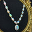 14K GOLD 5.84 CTW NATURAL OPAL & DIAMOND NECKLACE