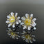 14K GOLD 0.72 CTW NATURAL YELLOW DIAMOND & DIAMOND & FLOWERS EARRINGS