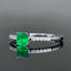 14K GOLD 0.53 CTW VIVID GREEN NATURAL EMERALD & DIAMOND RING