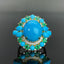 14K GOLD 8.6 CTW NATURAL BLUE TURQUOISE & DIAMOND RING