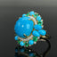 14K GOLD 8.6 CTW NATURAL BLUE TURQUOISE & DIAMOND RING