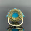 14K GOLD 8.6 CTW NATURAL BLUE TURQUOISE & DIAMOND RING
