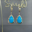 14K GOLD 5.66 CTW NATURAL BLUE TURQUOISE & DIAMOND EARRINGS