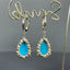 14K GOLD 5.66 CTW NATURAL BLUE TURQUOISE & DIAMOND EARRINGS