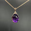 14K GOLD 9.29 CTW NATURAL AMETHYST & DIAMOND PENDANT( WITHOUT CHAIN )