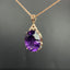 14K GOLD 9.29 CTW NATURAL AMETHYST & DIAMOND PENDANT( WITHOUT CHAIN )